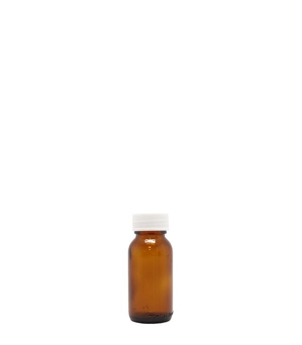 50ml Amber Generic Glass Bottle With White Screw Cap Box Of 110 Units
