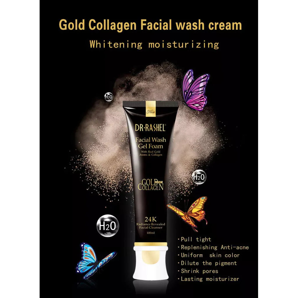 100ml Dr.Rashel 24K Gold Facial Wash Gel Foam With Real Gold Atoms And Collagen