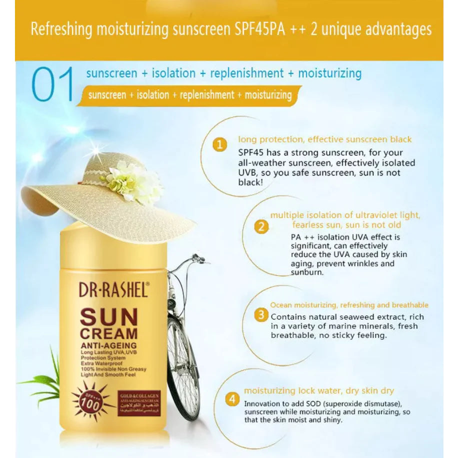 Dr.Rashel Sun Cream Anti-Ageing SPF 100+++ Gold & Collagen DRL-1309