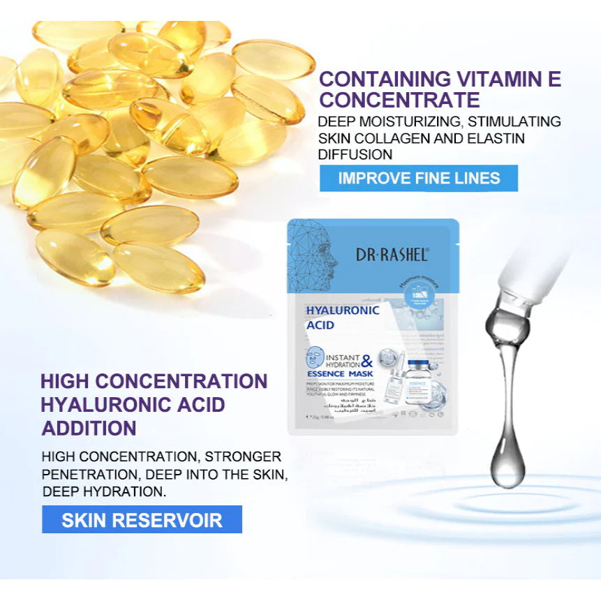 Dr.Rashel Hyaluronic Acid Instant Hydration & Essence Mask Pack Of 5 DRL-1495