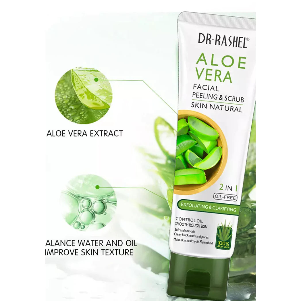 Dr.Rashel Aloe Vera Facial Peeling & Scrub Skin Natural 2 In 1 Oil-Free Exfoliating & Clarifying DRL-1531