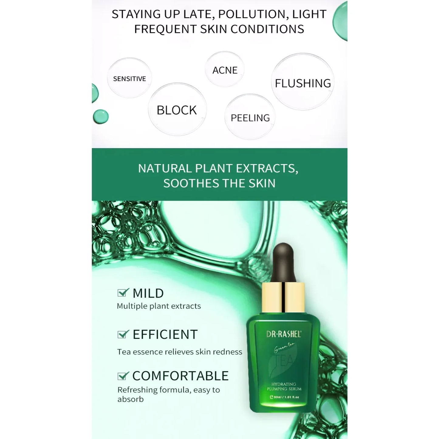 Dr.Rashel Green Tea Hydrating Plumping Serum DRL-1640