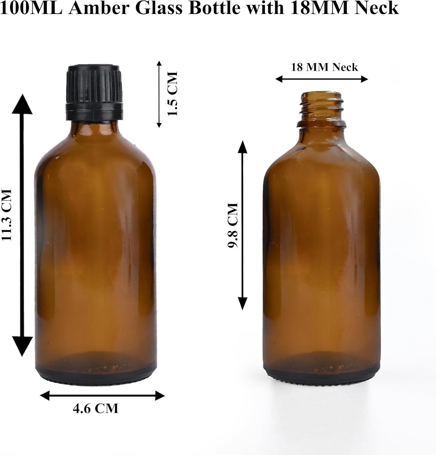 100ml Amber Glass Dropper Bottle With Black Slow Flow Cap Box Of 50 Units
