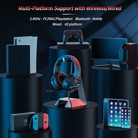 BINNUNE Wireless Gaming Headset with Microphone for PC PS4 PS5