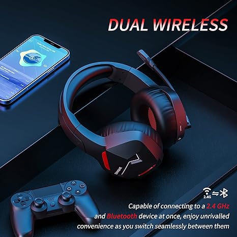 BINNUNE Wireless Gaming Headset with Microphone for PC PS4 PS5