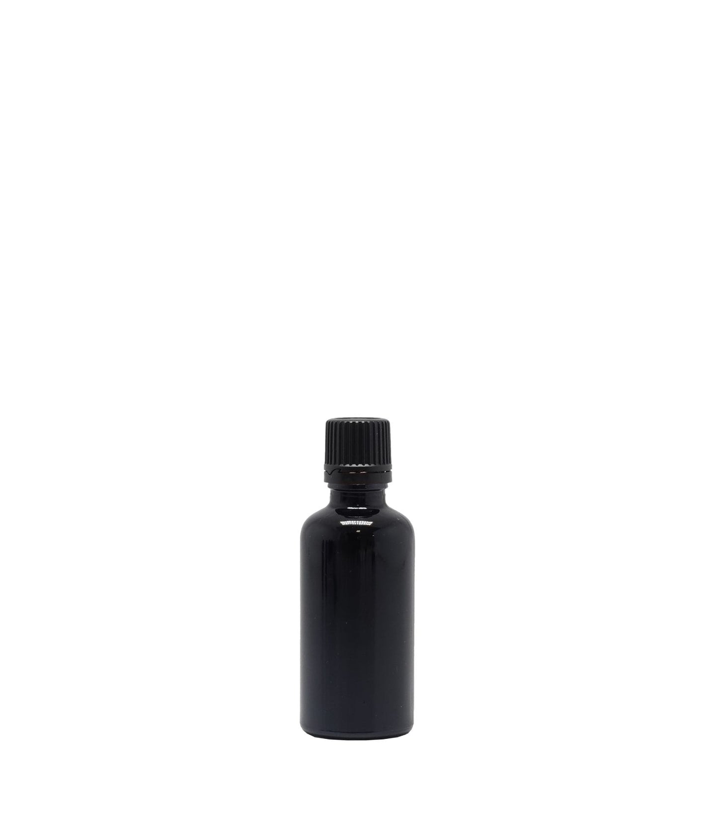 50ml Black Glass Dropper Bottle With Black Slow Flow Cap Box Of 50 Units