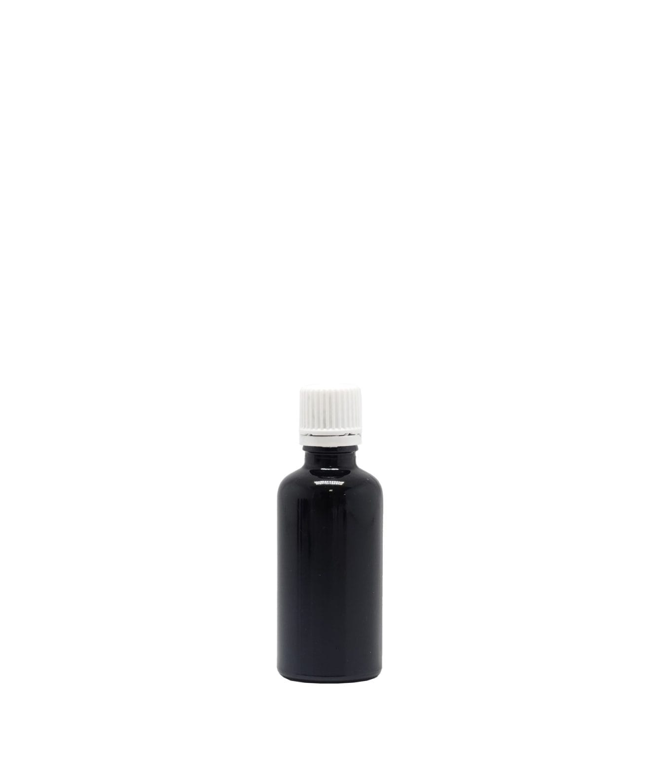 50ml Black Glass Dropper Bottle With White Fast Flow Cap Pack Of 25 Units