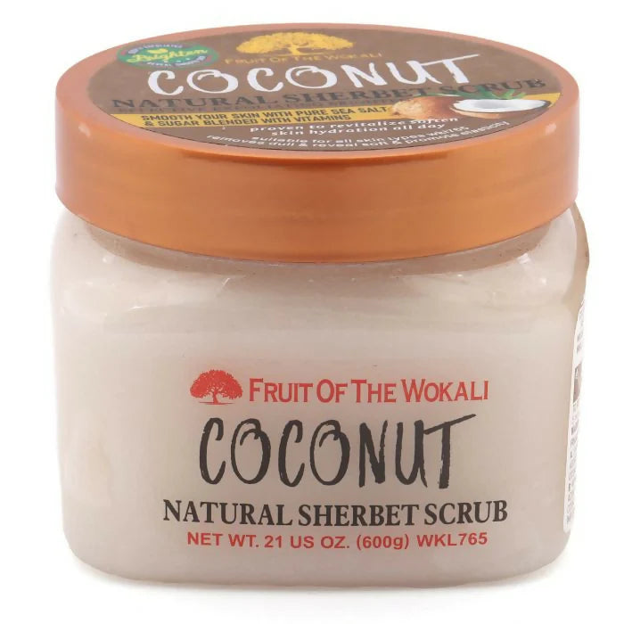 600g Pack of 6 Fruit Of The Wokali Coconut Natural Sherbet Scrub