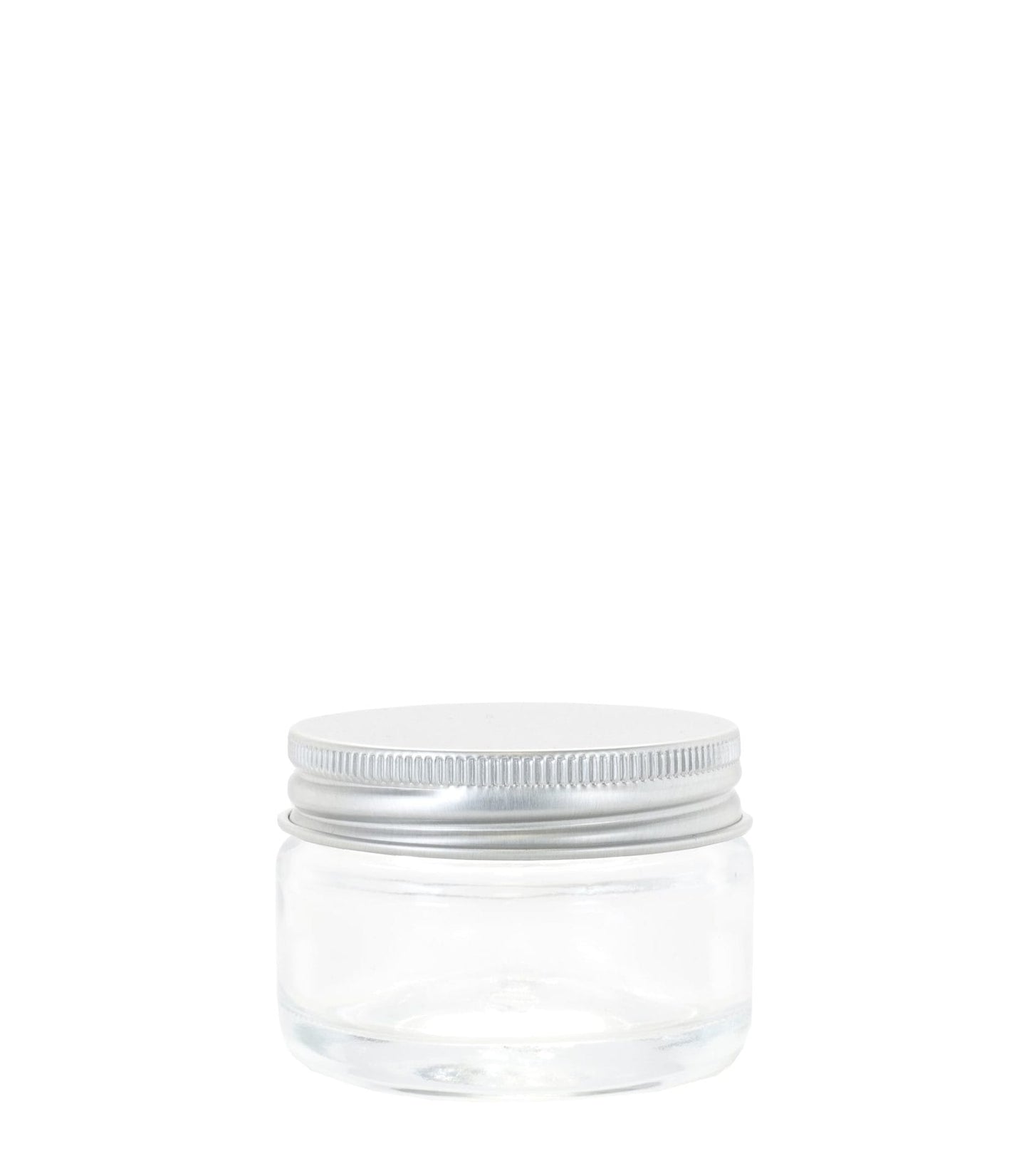 50g Clear Glass Jar With Aluminium Silver Lid Box Of 50 Units