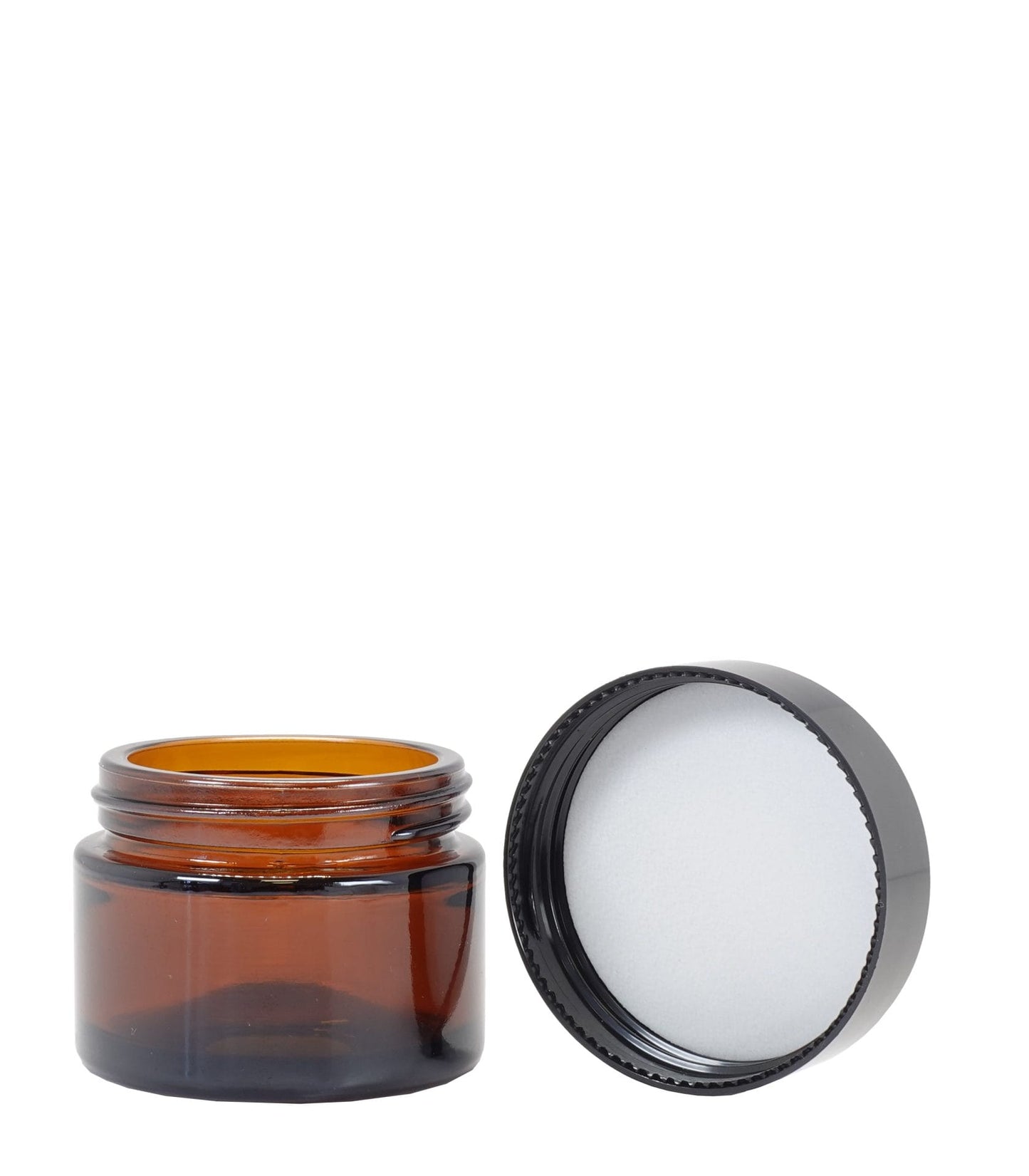 50g Amber Glass Jar With Black Lid And Shive Box Of 210 Units