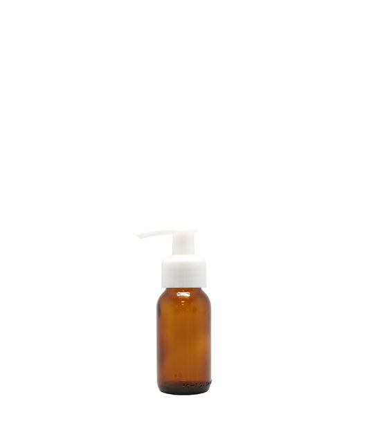 50ml Amber Generic Glass Bottle With White Lotion Pump Box Of 50 Units