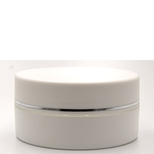 200g White Plastic Double Wall Jar With Silver Rim Box Of 50 Units