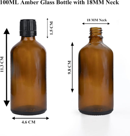100ml Amber Glass Dropper Bottle With Black Slow Flow Cap Box Of 50 Units