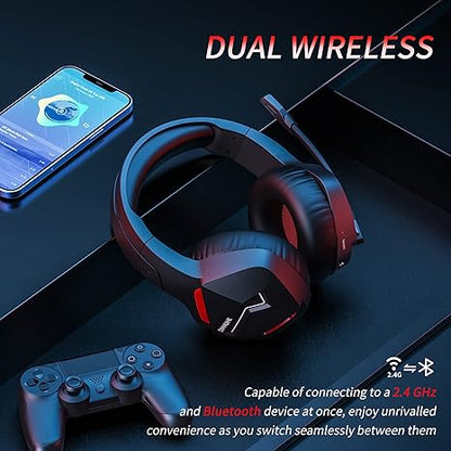 BINNUNE Wireless Gaming Headset with Microphone for PC PS4 PS5