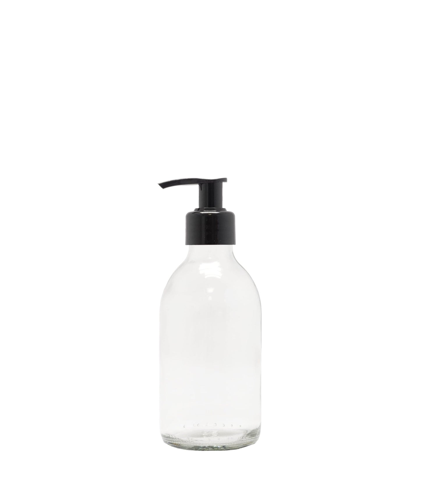 200ml Clear Generic Glass Bottle With Black Lotion Pump Pack Of 25 Units