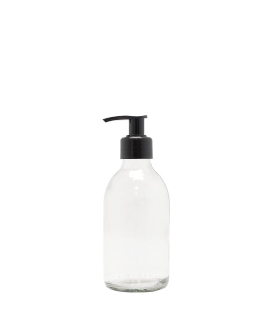 200ml Clear Generic Glass Bottle With Black Lotion Pump Box Of 50 Units
