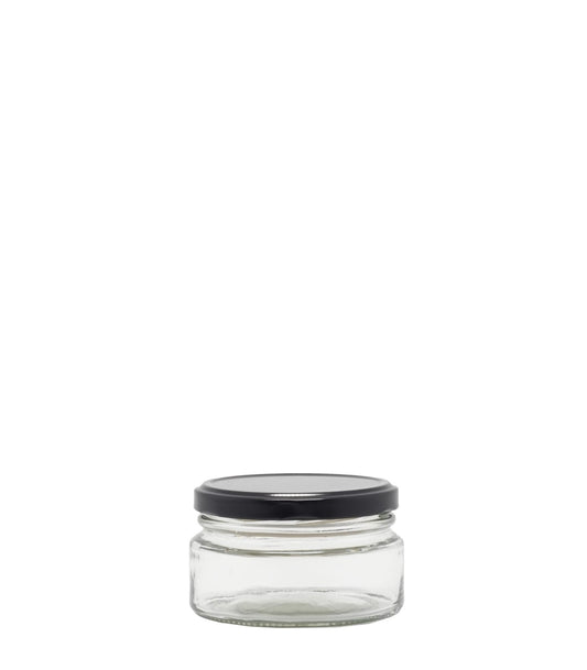 200g Glass Dip Jar With Black Li Box Of 24