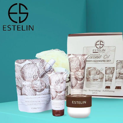 Estelin Body Vitamin E Coconut Oil Body Cleaning 4 Piece Set ES-0139