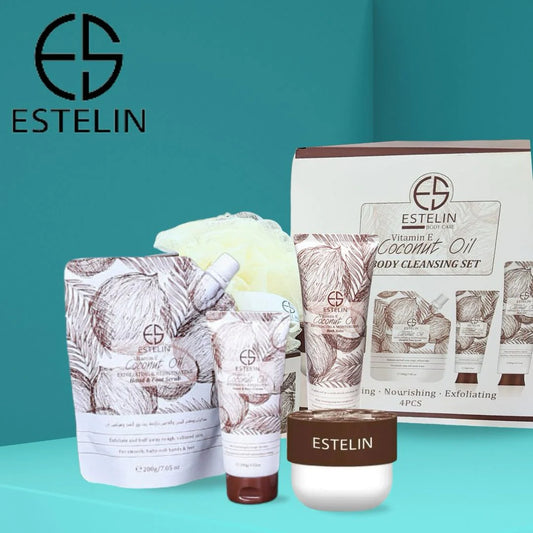 Estelin Body Vitamin E Coconut Oil Body Cleaning 4 Piece Set ES-0139