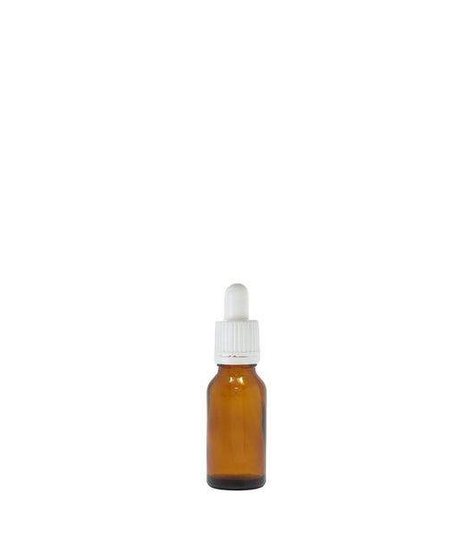 20ml Amber Glass Dropper Bottle With White Pipette Pack Of 25 Units