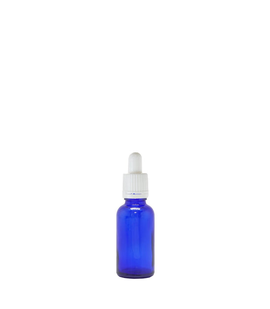 30ml Blue Glass Dropper Bottle With White Pipette