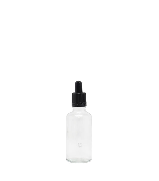 50ml Clear Glass Dropper Bottle Black Pipette