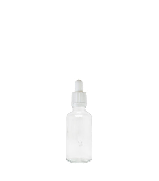 50ml Clear Glass Dropper Bottle With White Pipette