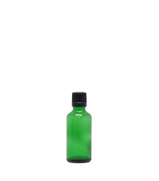 50ml Green Glass Dropper Bottle With Black Slow Flow Cap Box Of 50 Units