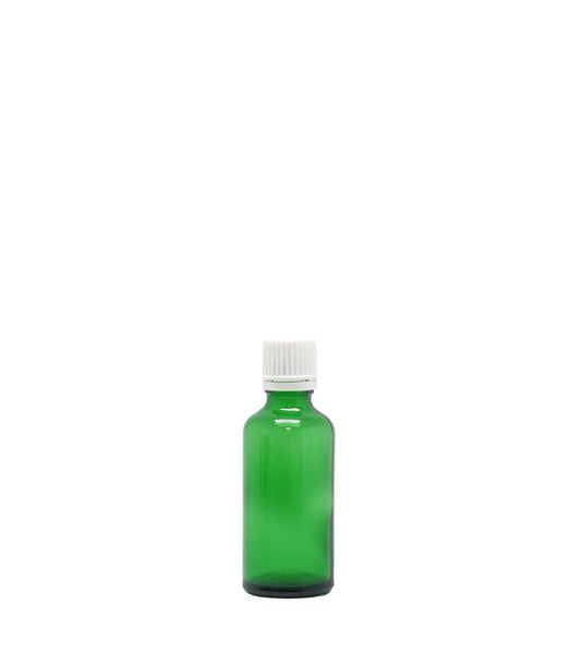 50ml Green Glass Dropper Bottle With White Fast Flow Cap Box Of 50 Units