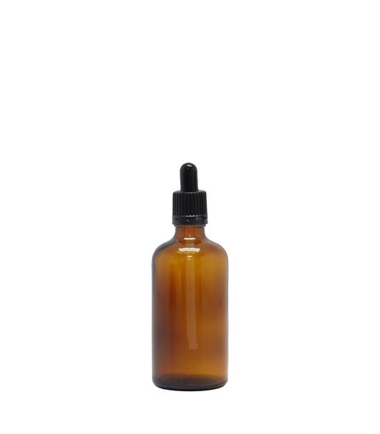 100ml Amber Glass Dropper Bottle With Black Pipette Box Of 50 Units