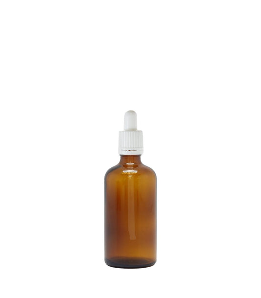 100ml Amber Glass Dropper Bottle With White Pipette Pack Of 25 Units