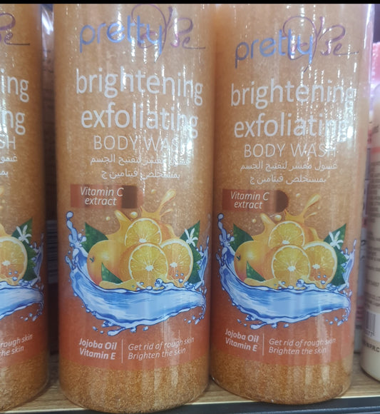 1Litre Pretty Be Brightening Exfoliating Body Wash Vitamin C Extracts Pack Of 6