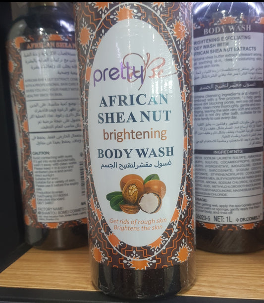 1Litre Pretty Be African Shea Nut Brightening Body Wash Pack Of 6