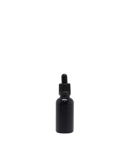 30ml Black Glass Dropper Bottle With Black Pipette