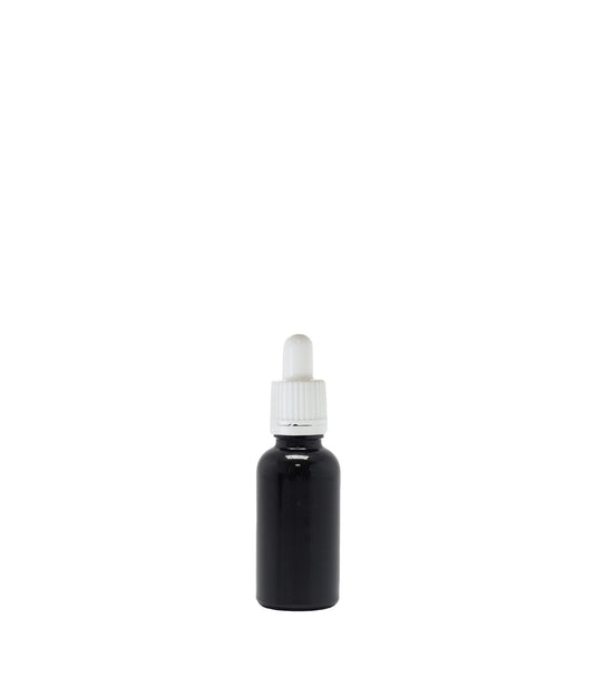 30ml Black Glass Dropper Bottle With White Pipette Pack Of 25 Units