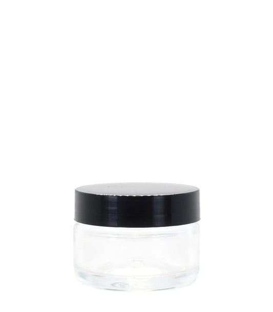 50g Clear Glass Jar With Black Lid Box Of 140