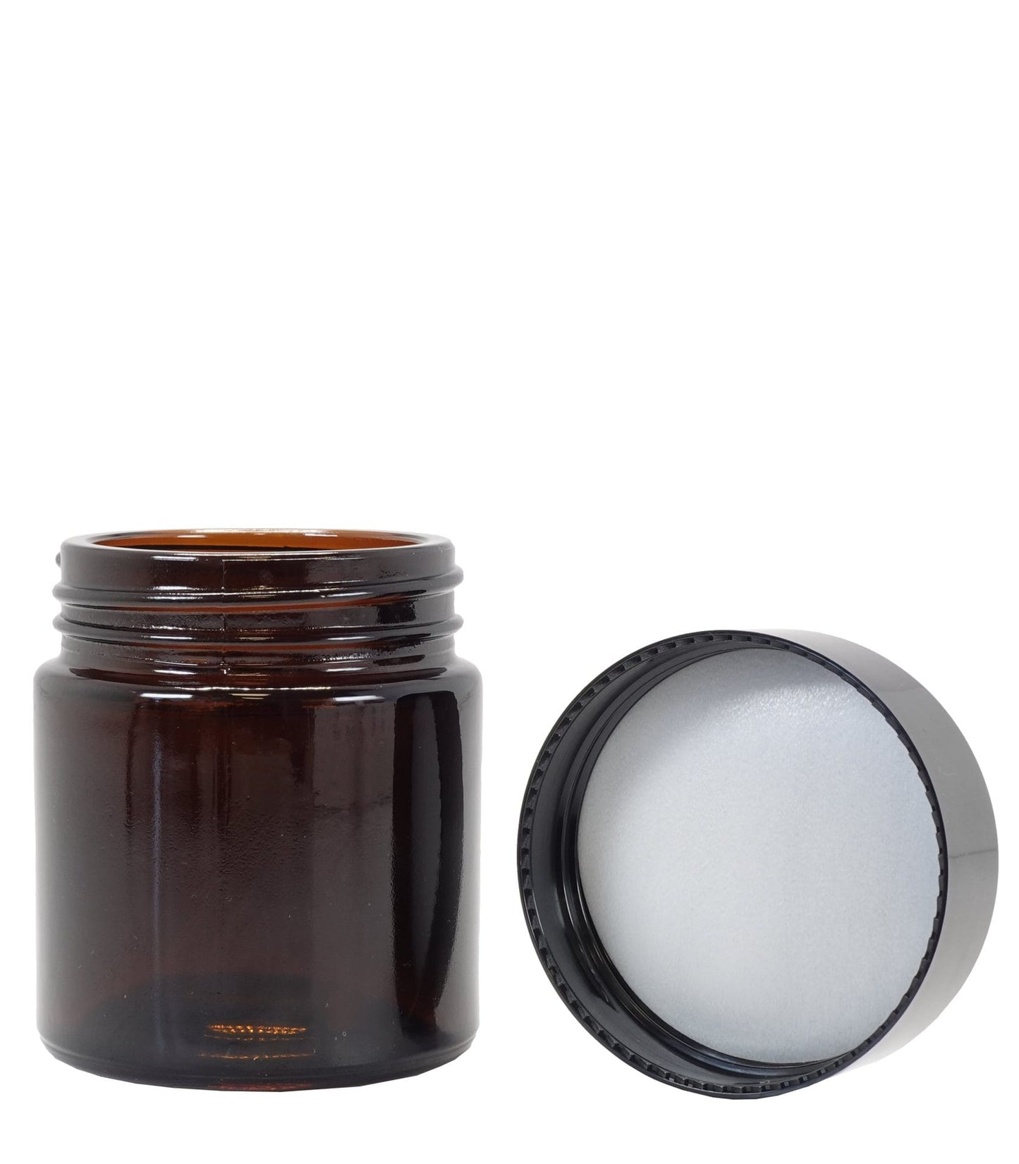 100g Amber Glass Jar With Black Lid And Shive Box Of 50 Units