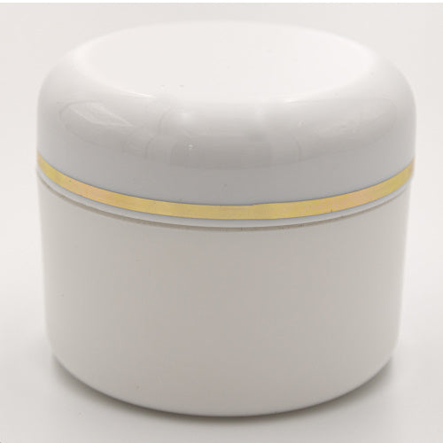 50g White Plastic Double Wall  Jar With Gold Rim Box Of 50 Units