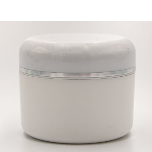 50g White Plastic Double Wall  Jar With Silver Rim Box Of 50 Units