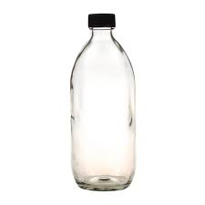 500ml Clear Glass Generic Bottle With Black Screw Cap Box Of 48