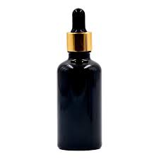 30ml Black Glass Dropper Bottle With Gold Pipette