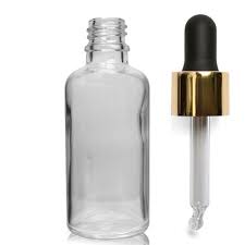 50ml Clear Glass Dropper Bottle With Gold Pipette