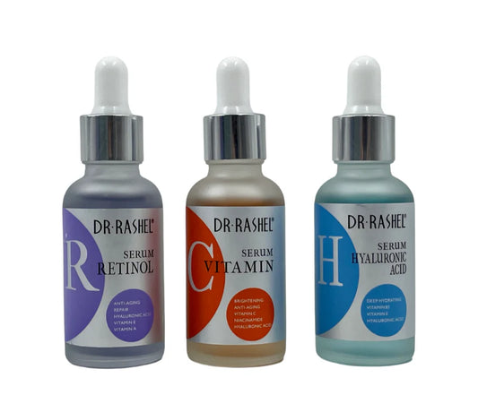 Dr Rashel 3 Pieces Face Serums Set Vitamin C Hyaluronic Acid Retinol Pack of 12 Units
