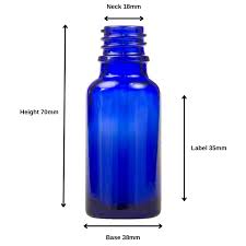20ml Blue Glass Dropper Bottle With White Slow Flow Screw Cap Pack Of 25 Units