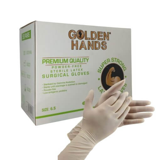 Powder Free Sterile Latex Surgical Gloves Box of 100