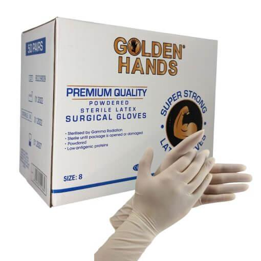 Powdered Sterile Latex Surgical Gloves Box of 100